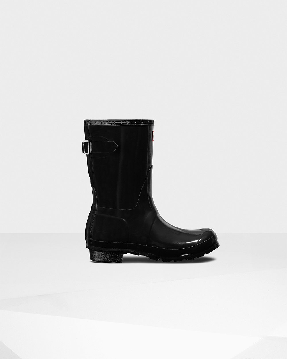 Hunter Original Back Adjustable Gloss For Women - Short Rain Boots Black | India TCPME3850